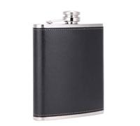 18 oz Large Capacity Black Stainless Steel Whiskey Liquor Flask with Leather Wrapped, TANEAXON