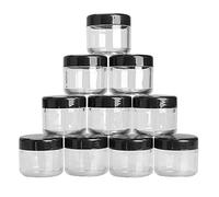 18 Pack 3 oz Plastic Pot Jars Round Clear Leak Proof Plastic Cosmetic Container Jars with black Lids for Travel Storage Make Up, Eye Shadow, Nails, Powder, Paint, Jewelry