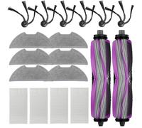 18 Pack Accessories Kit for Eureka E20 Evo Plus Robot Vacuum Cleaner Accessories, 2 Roller Brush, 4 Filters, 6 Mop Pads, 6 Side Brushes