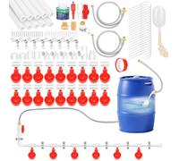 18 Pack Automatic Chicken Water Cups, Complete Set Pipeline Automatic Chicken Waterer System Poultry Waterer for Chick Duck Quail