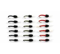 18 Pack BARBLESS Standard Thorax Buzzers - Black, Olive and Red, Choice of Sizes, fly fishing (18, Mixed)