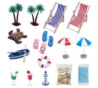 18-Pack Beach Collection Set, Mini Beach Set, Mini Decorations, Summer Mini Seashell Parasol Beach Chair Accessories, Suitable For Diy Decoration, Unique Gif