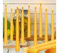 18 Pack Beeswax Taper Candles, 9 Inches/23 cm Natural Dinner Candle Candlesticks, 10 Hour Burn Time Pure Smokeless Tapered Bees Wax Candles Bulk for Dinner, Weddings, Christmas, Parties