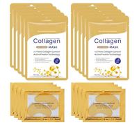 18 Pack Bio Collagen Face Mask & Gold Under Eye Gel Pad, Collagen Real Deep Mask,Deep Hydration Reduce Wrinkles, Pore Minimizing Brightening,Women and Men