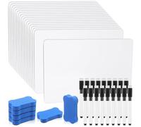 18 Pack Double Sided Dry Erase Boards 6 x 9 inch Double Sided White Boards with 18 Black Markers 6 Erasers Small White Dry Erase Boards for Students Teacher Classroom Supplies (Blank Dry Erase Board)