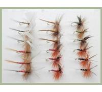 18 Pack Dry Trout Flies - Lunns Particular, Houghton Ruby, Spinners, choice of size, Best Dry Flies (18, Mixed)
