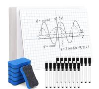 18 Pack Grid Whiteboard 9" x 12" XY Axis Graph Dry Erase Boards Double Sided White Boards with 18 Black Markers 6 Erasers Small White Dry Erase Boards for Learners Teacher Home Classroom Supplies