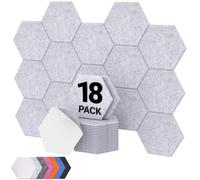 18 Pack Hexagon Acoustic Panels Self-adhesive, TONOR 12"x10"x0.4" High Density Sound Proofing Panels for Walls, Sound Deadening Treatment Sound Absorbing for Studio,Office,Home,Fight Gray