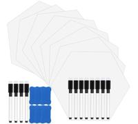 18 Pack Hexagon Double Sided Dry Erase Lapboards with 18 Markers & 6 Erases