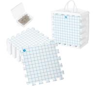 18-Pack Knitting Blocking Mats Kit with Grid Extra Thick Foam Boards for Knitting Crochet Projects 100 T-Pins Clear Carrying Bag Interlocking Blocking Boards for Shawls Blankets Crafts (White)