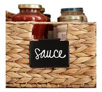 18 Pack Metal Pantry Baskets Labels Clips On for Storage Bins with 4 White Chalk Markers, Organization and Storage Baskets Labels Clips, Kitchen Bins Tags Chalkboard Labels for Baskets