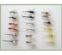 18 Pack Parachute Dry Flies - 8 Varieties, Choice of Size, fly fishing (18, Mixed)