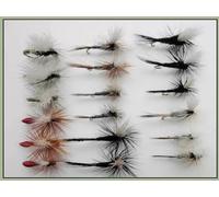 18 Pack Parachute Dry Flies - Mixed Colours, Choice of Size, fly fishing (18, Mixed)