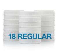 18 Pack REGULAR MOUTH Mason Jar Lids for Compatible with Ball, Kerr Regualr Mouth Jars - Plastic Storage Caps for Mason Jars, Canning Jars - Leakproof, Dishwasher Safe & Food Grade - White