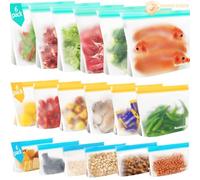 18 Pack Reusable Freezer Bags, ReaGold Reusable Sandwich Bag, Silicone Food Bags Ziplock Bags, Gallon Bag for Keeping Lunch, Sandwich, Snack, Fruit, Veg Fresh for Longer