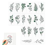 18 Pack Reusable PET Flower Leaf Painting Stencils for DIY Crafts & Decor