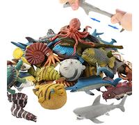 18 Pack Rubber Ocean Animal, Sea Figure Bath Toy Set,Food Grade Material TPR Super Stretchy, Some Kinds Can Change Colour, Squishy Floating Bathtub Toy Party,Realistic Shark Octopus Fish