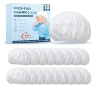 18 Pack Shampoo Caps No Rinse, Waterless Shampoo Caps for Bedridden Patients, Elderly, Women, Adults, Hair Washing Caps for Post Surgery, Hospital Stays, Travel