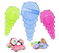 18 Pack Silicone Lids Food Covers - 6 Different Sizes Stretch Lids, Safe Food Grade to Meet Most Containers, Reusable