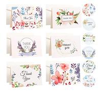18 Pack Thank You Cards with Envelopes and Stickers 6 Colorful Flower Designs Elegant Bulk Thank You Notes Blank Inside Floral Greeting Cards for Weddings Birthday by RuiChy (4 x 2.75 inch)