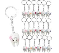 18 Pack Tooth-Shaped Resin Keychains, Dental Key Rings Handbag Pendants Gifts for Dentist, Dental Patients, Birthday Graduation Gifts for New Dentists, Basket Stuffers Party Favors, Multicolor, One