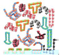 18 Pack Wacky Tracks Snap And Click Fidget Toys Finger Sensory Toys, 24 Links Snake Puzzles For Stress Relief, Party Bag Fillers, Party Supplies