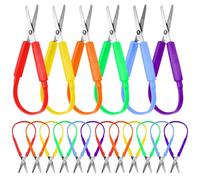 18 Packs 5.5 Inch Self Opening Mini Loop Scissors, 6 Vibrant Colors, Ambidextrous for Kids and Adults, Non-Slip Grip for Classroom, Home, School Crafts