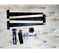 18" Pair Tee Hinge (3) Suffolk Fitting Kit Wooden Garden Gate Set 450mm - Black, Supplied with All The Fixings