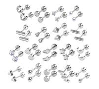 18-Pair Tiny Earrings Flat Back Earrings Star Moon For Triangle Ball Screwback Piercing Jew