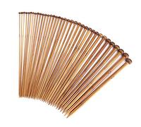 18 Pairs Bamboo Knitting Needle Set 18 Sizes 2-10 mm, Smaller and Larger, Length 35 cm, Single Pointed Knob Top, Comfortable Wooden Knitting Needles Feel Smooth Light for Knitter Beginner