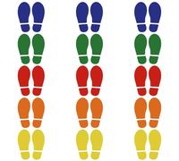 18 Pairs Colorful Floor Decals - Size Shoes Footprints for Classroom & Office - Guide Directions