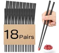 18 Pairs Fiberglass Chopsticks, NEWDRIP Reusable Chopsticks Dishwasher Safe, Japanese Chinese Chop sticks for Home and Restaurant, Non-slip, 9.5 inches - Black