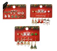 18 Pairs of Christmas Earrings for Women Ornaments Christmas Tree Santa Claus Reindeer Bellearrings Xmas Earrings for Women Holiday Decoration Party New Year Celebration Gift Exchange