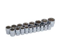 18 PCE ⅜" Dr Multi Fit Socket Set with Rail - Fits Metric SAE Imperial & Star