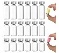 18 Pcs 2ml 3ml 5ml Vials for Injection, Clear Glass Vials for Injections, Sealed Sample Vialss, Clear Glass Headspace Vialss, with Self Healing Port, for Lab Home DIY Crafts