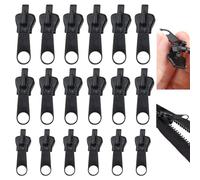 18 Pcs 3 Sizes Universal Zipper Repair Kit, Zipper Puller Replacement Kit, Zipper Repair Kit, Zip Fixer, Replacement Zip for DIY Clothes Bags Jacket Coat Suitcase