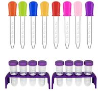 18 Pcs 5ML Liquid Droppers, With 2 ABS Supports, Silicone and Plastic Medicine Transfer Dropper Pipettes, Ideal for Early Education Experiment Creative Play