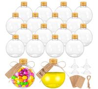 18 Pcs 6 oz Spherical Plastic Potion Bottles Ball Shape Sand Art Bottles with Funnel Christmas Booze Balls Cocktail Ornament Balls Candy Jar for DIY Wedding Party Crafts Decoration(Gold, Aluminum Cap)