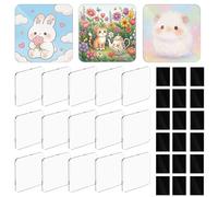 18 Pcs Acrylic DIY Fridge Magnet Set, Blank Photo Frame Fridge Magnets for 5x5cm Picture, Square Magnetic Picture Frames for Office Cabinets, Classroom Whiteboards and Kitchen Refrigerators