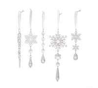 18-Pcs Acrylic Snowflake Ice Cone Ornament Set, Transparent Pink Blue Christmas Tree Decorations For Holiday Home Décor, Parties And Wedding Celebrations(Blue ice)