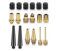 18 pcs Air Pump Accessories Valve Adapter Kit - For Bicycle Presta, Dunlop, Schrader/Auto Valve - Ball Inflation Needles - Balloon Nozzles - Inflatable Toys - by Mobi Lock