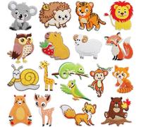 18 PCS Animals Embroidered Patches Zoo Animals Iron on Sew on Applique Cute Monkey Giraffe Squirrel Stickers Patches for Uniforms Jeans Dress Clothes Bags Jackets Hat Vests Coat Backpacks Pants