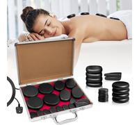 18 Pcs Basalt Hot Stones Massage Set with Heating Unit - Professional & Home Spa Therapy Kit for Relaxation, Muscle Pain Relief, Stress Relief & Healing - Includes Natural Volcanic Massage Stones