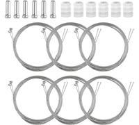 18 Pcs Bicycle Brake Cable Set, 6 Pcs 1.7M Inner Brake Wires with 6 Cable End Caps & 6 O-Rings, Universal Bike Brake Line Kit for Mountain MTB Road Bikes Professional Cycling Repair Parts
