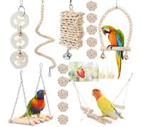 18 Pcs Bird Parrot Toys, Bird Parrot Swing Toys and Bird Cage Accessories, for Budgerigars, Parakeets, Conures, Cockatiels, Mynahs, Love Birds, Finches, Mixed Set for Daily Play