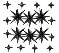 18 Pcs Black Star Balloons, Black Balloon with 6 Pcs 22-Inch Explosion Stars Balloons 12Pcs 10-Inch Four Pointed Star Foil Balloon for Anniversary Retirement Disco Birthday Party Decorations