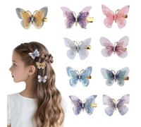 18 PCS Butterfly Hair Clips for Girls, Girls Hair Accessories, Embroidered Cute Colorful Small Tiny Butterfly with Flat Snap for Halloween Cosplay Teens, Women(Dark Colors)
