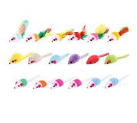 18 Pcs Cat Mice Toys Wee Kitten Mice Rattle Small Mouse Catnip Toys with Feather Tail Furry Interactive Cat Toy Mixed Pack Kitten Plush Mouse Toy for Indoor Outdoor