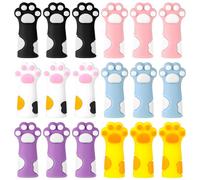 18 Pcs Cat Paw Knitting Needle Stoppers, Cute Knitting Needle Point Protectors Stitch Stoppers Colorful Needle Point Accessories, Cat Paw Needle Stoppers for Home Sewing Crafts Knitting Supplies