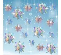 18 Pcs Christmas Hanging Holographic Snowflake Ornaments, 3D Paper Snowflakes 3 Sizes for Winter Wonderland Christmas Party Decorations